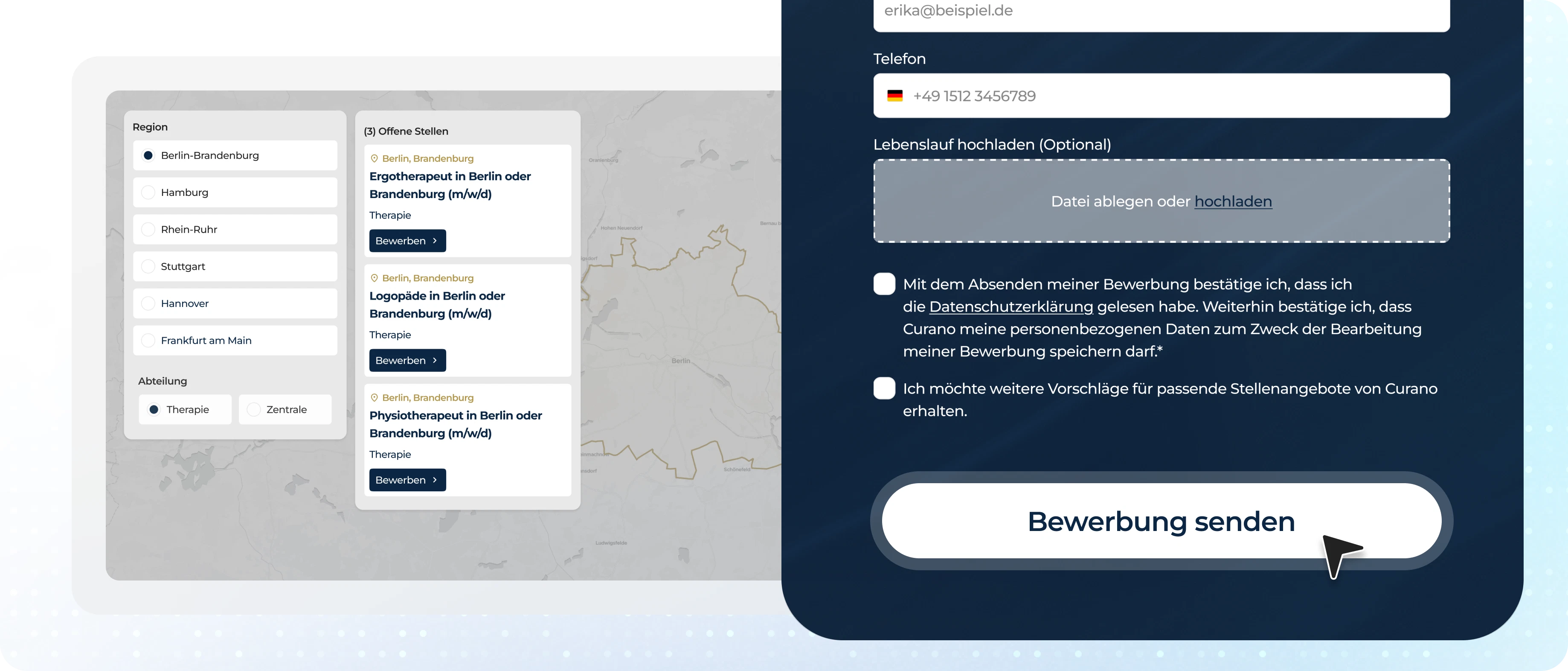 Illustration des Online-Bewerbungsformulars